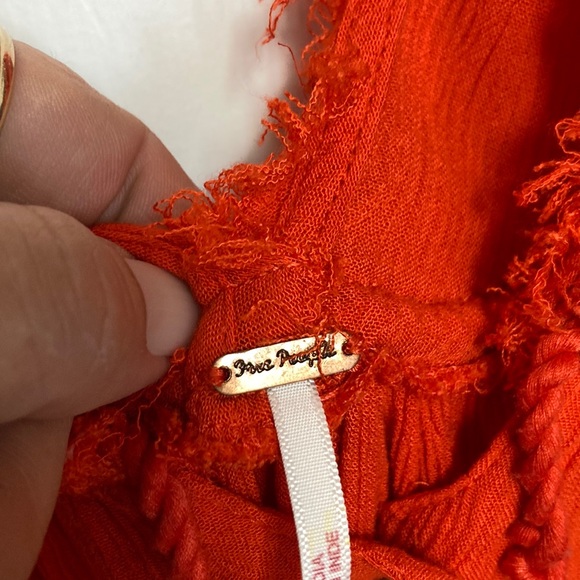 FREE PEOPLE XS WILL WAIT FOR YOU BALI BOHO RED BUTTON EMBROIDERED DRESS - Picture 3 of 8